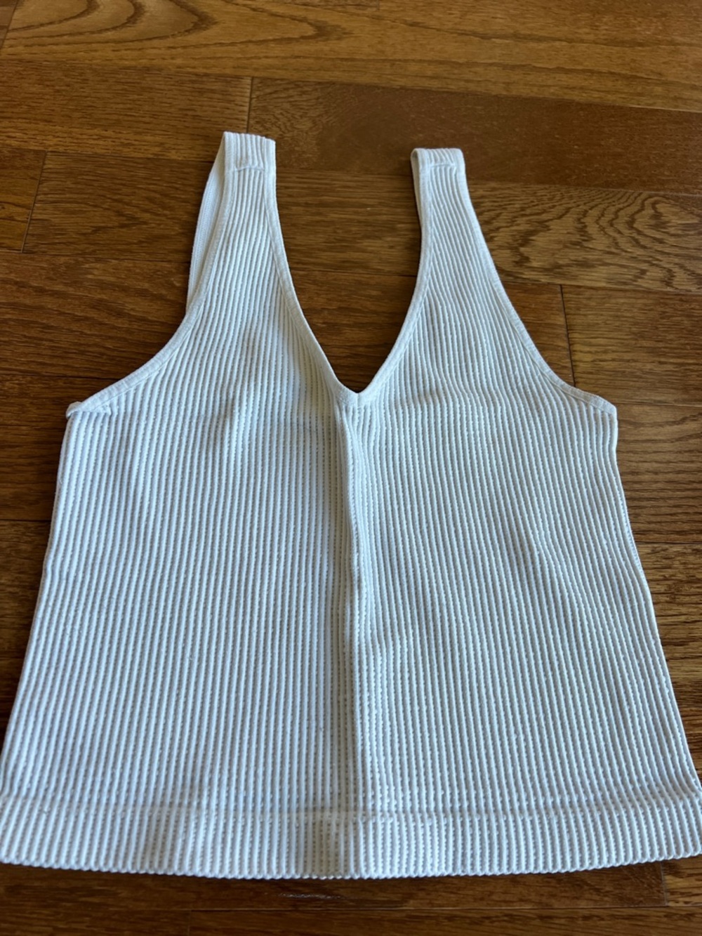 Nikibiki White Ribbed V-Neck Tank